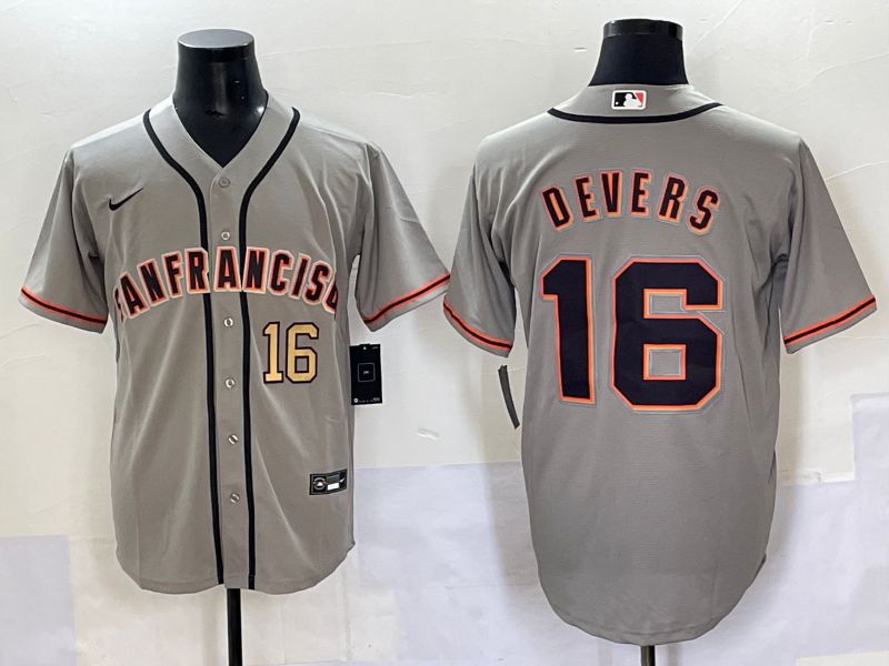 Men 2025 San Francisco Giants #16 Devers Grey Game Nike MLB Jersey style 11->san francisco giants->MLB Jersey